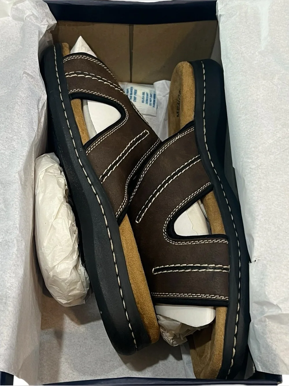 NEW Dockers Men Sunland Casual Slide Sandals Size US 11  Dark Brown Faux Leather